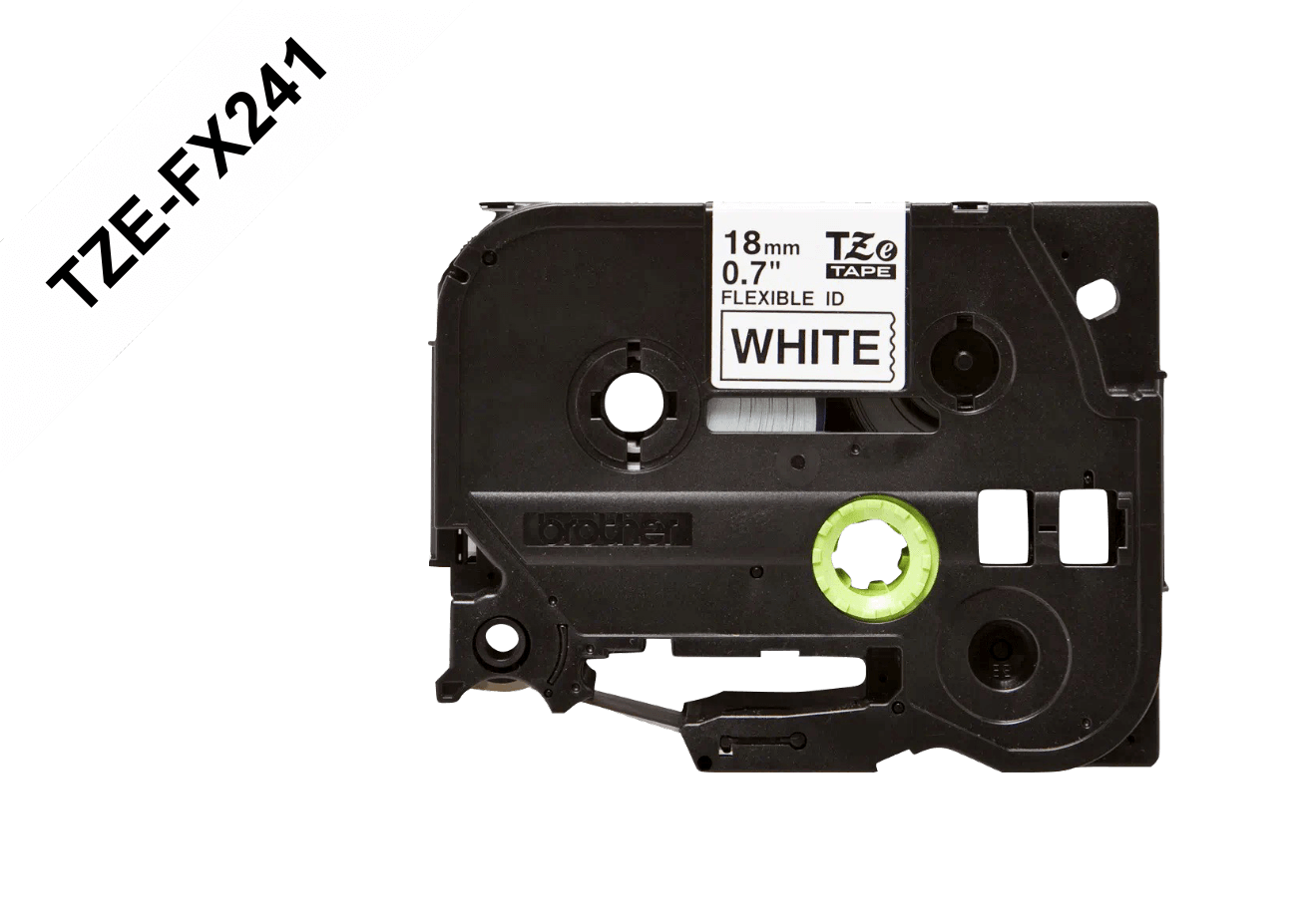 Cinta Laminada Flexible Brother TZE-FX241, Texto Negro sobre Fondo Blanco, Ancho 18mm, Longitud 8m 2