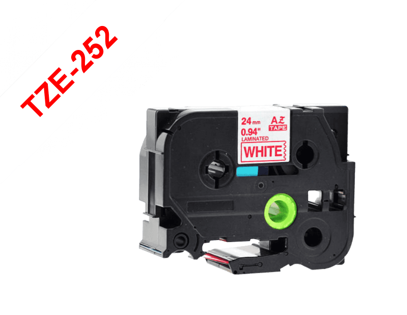 Cinta Brother TZE-252 24mm rojo en fondo blanco 8m 1