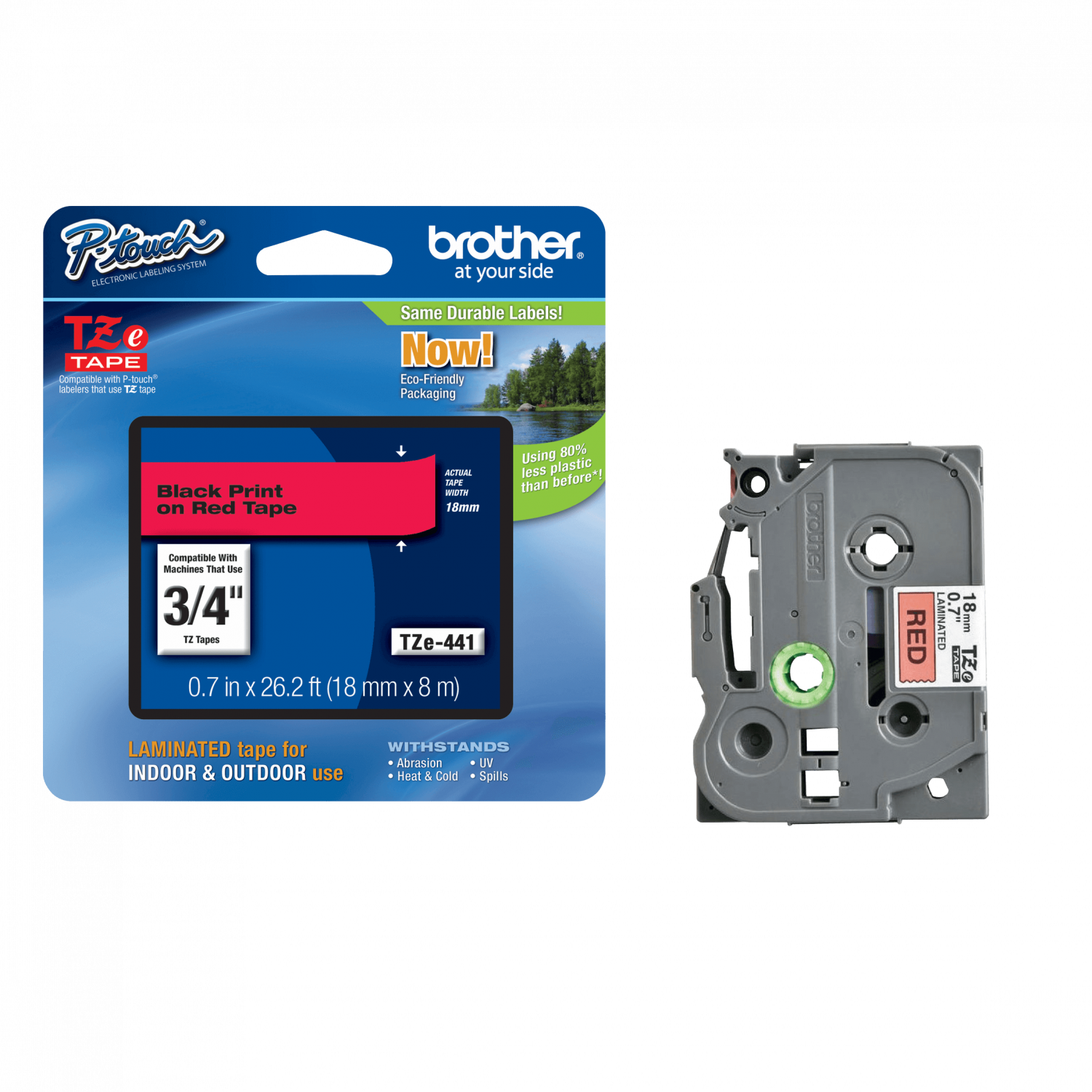 Cinta Laminada Brother TZE-4411, Negro sobre Rojo, Ancho 18 mm, para P-Touch, 8m 3