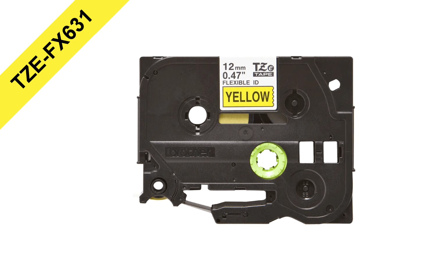 Cinta ID Flexibles negro sobre amarillo 12 mm (0,47