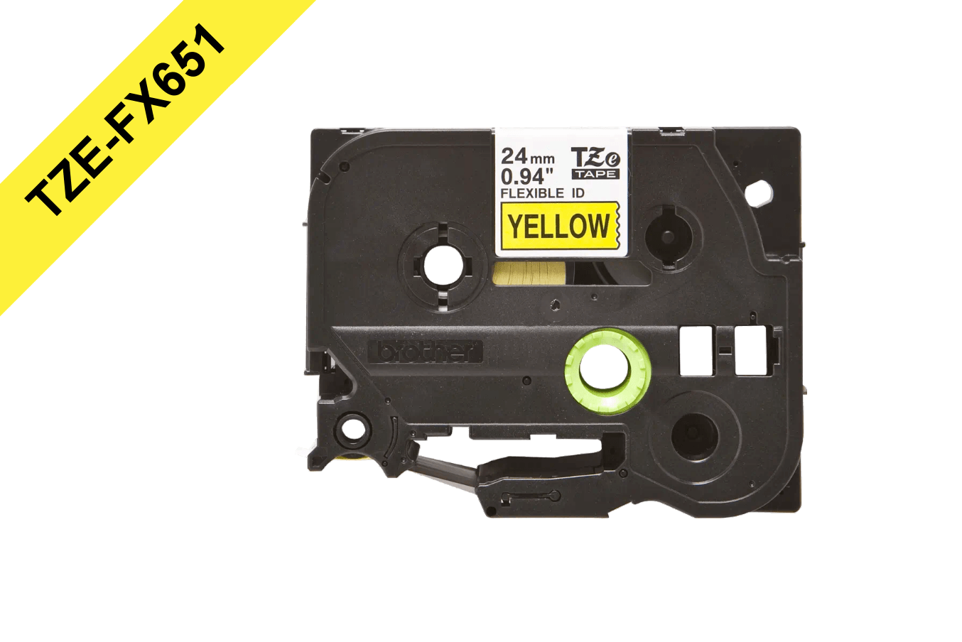 Cinta flex Brother TZE-FX651 24mm negro en fondo amarillo 8m 3
