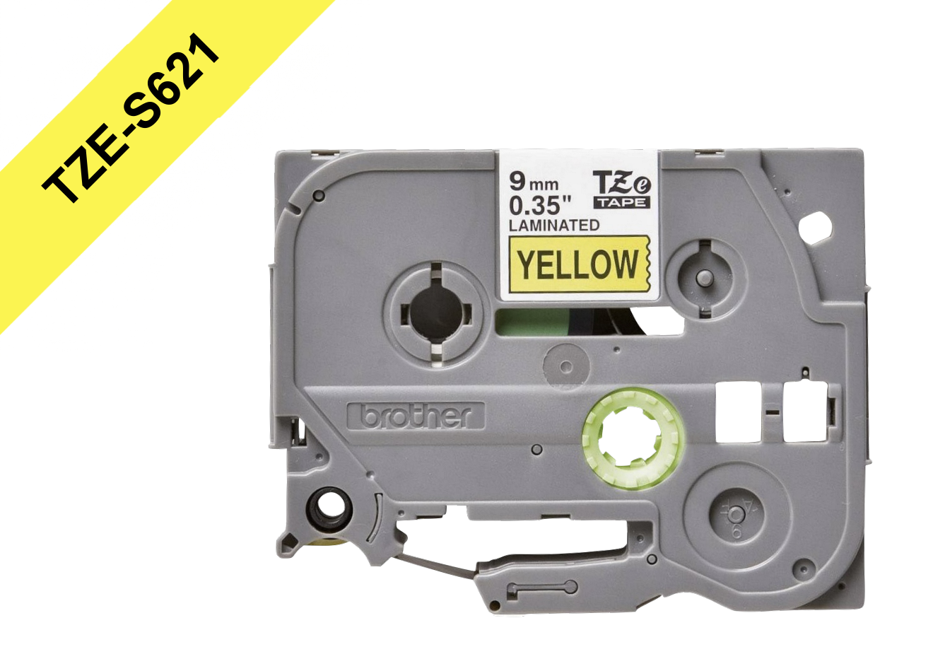 Cinta Laminada Brother Tze-S621, Texto Negro sobre Fondo Amarillo, 9mm, Extra Fuerte 2