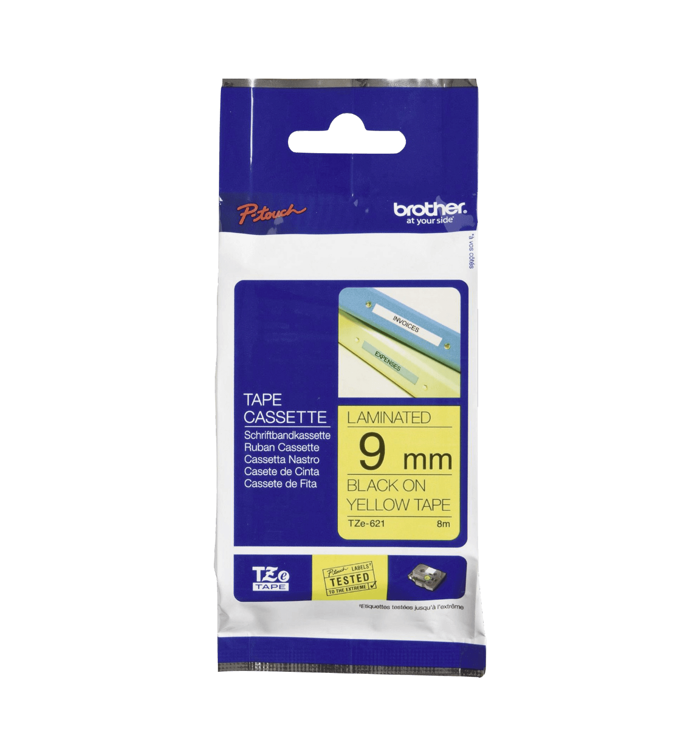 Cinta Laminada Brother Tze-S621, Texto Negro sobre Fondo Amarillo, 9mm, Extra Fuerte 3