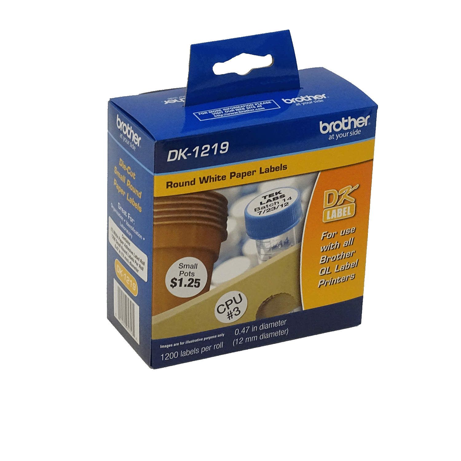Etiquetas Adhesivas Papel Blanco para QL Brother DK1219, 12mm, 1200 etiquetas 1