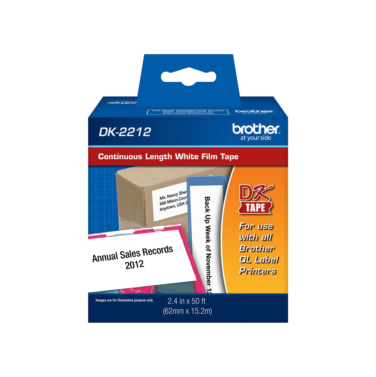 Cinta de Papel de Longitud Continua Brother DK-2212, 62mm, 15,24 Metros 2