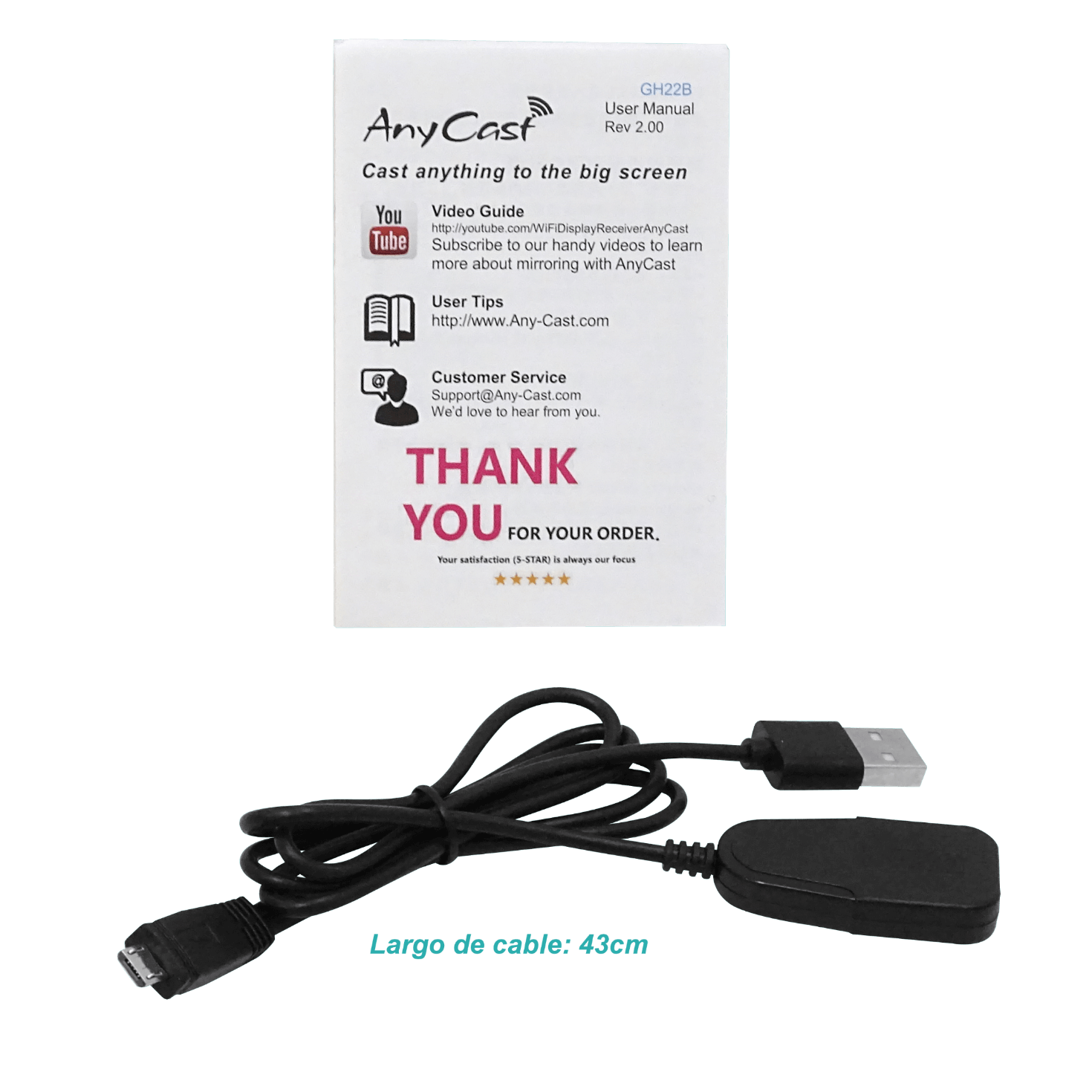 Receptor HDMI WiFi ANYCAST EASYCAST, Compatible AirPlay y Miracast, Requiere USB 2