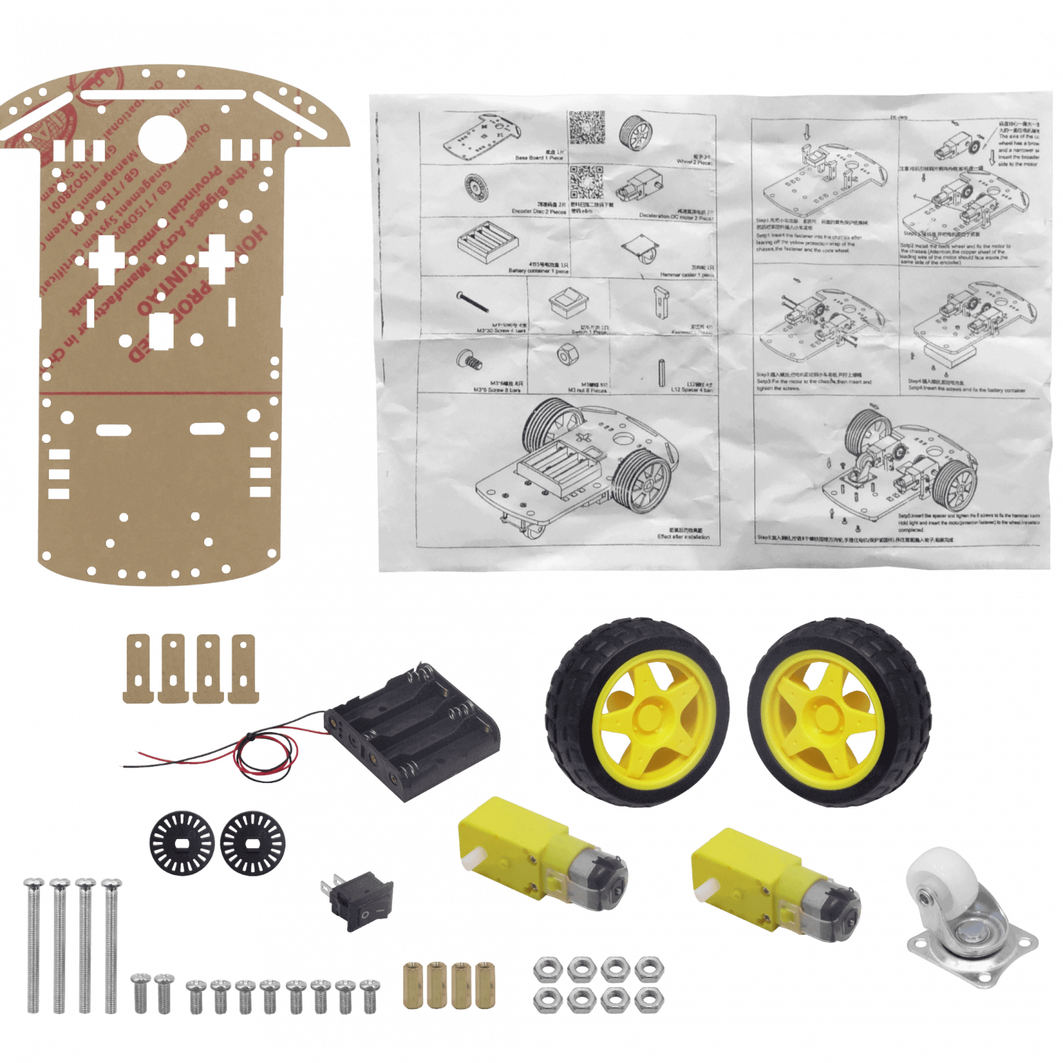 Kit Carrito para armar auto 3-ruedas robotica requiere Arduino 2