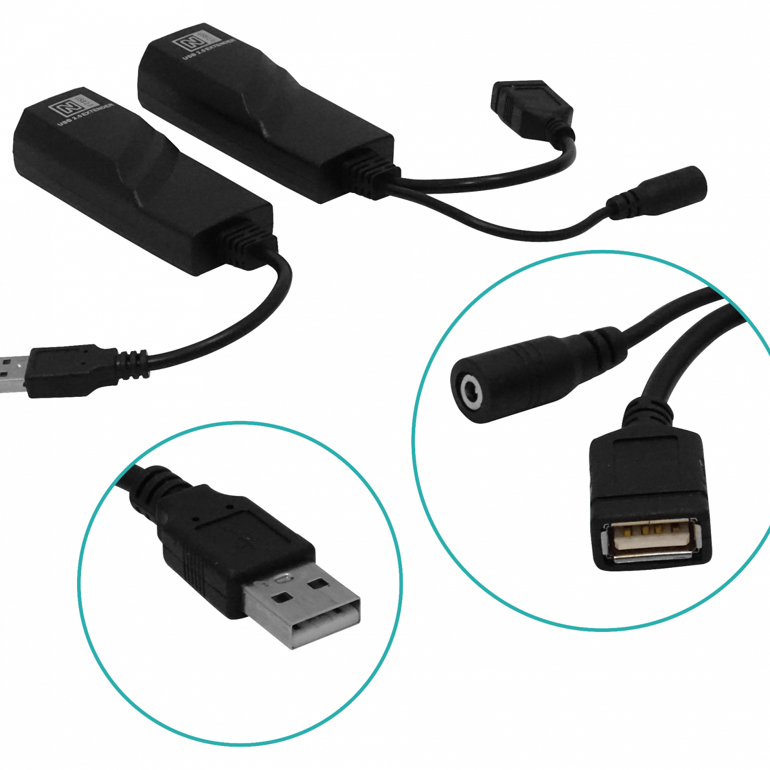 Extension Activa USB2.0 UTP cat5-cat6 50-100mt inc-5V/1A A-M A-H 3