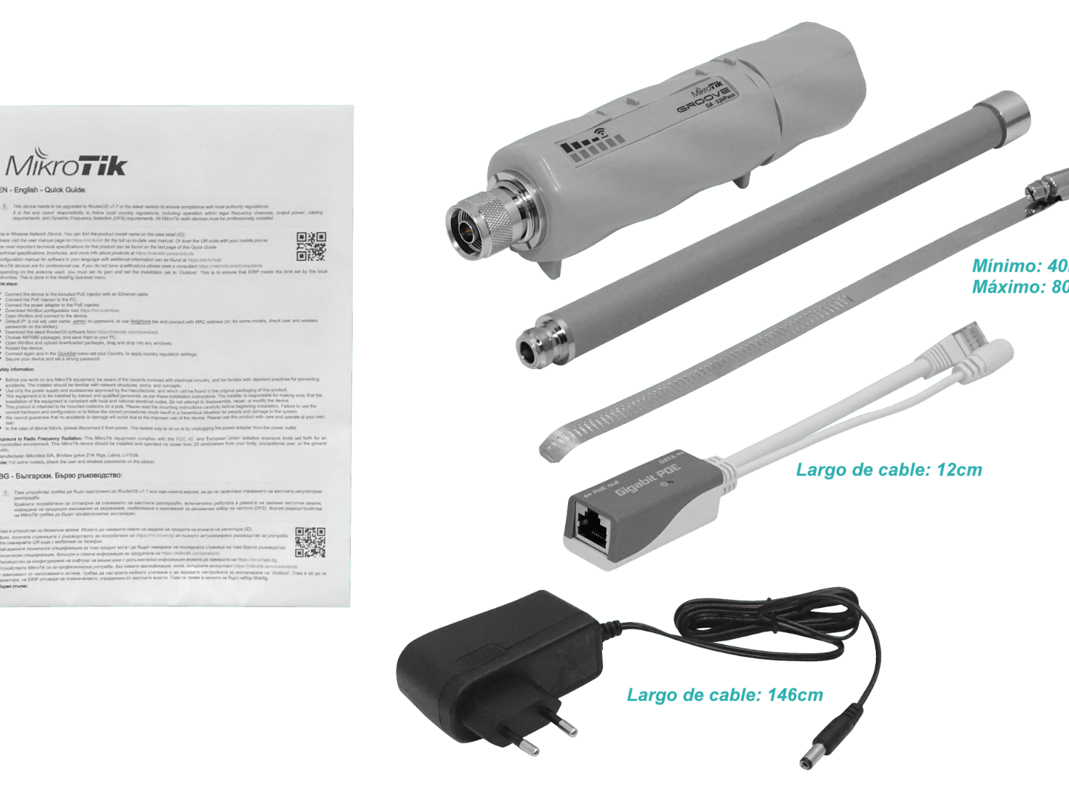 Punto de Acceso Exterior MikroTik GrooveA 52 ac - Dual Band, 802.11ac, Gigabit Ethernet 1