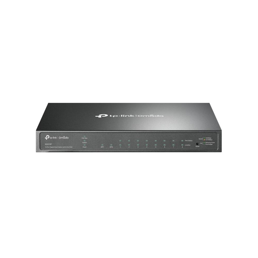 Switch inteligente TP-Link TL-SG2210P con 8 puertos Gigabit PoE y 2 ranuras SFP 2