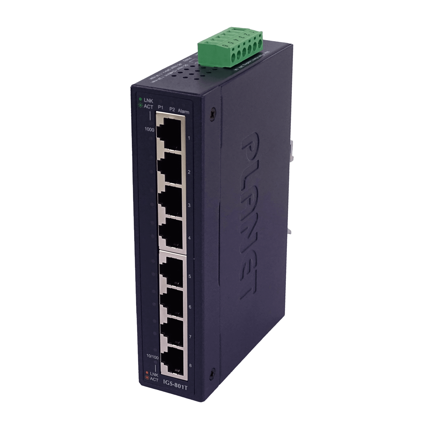 PLANET 8-1000 Switch Indust no-Admin Riel-DIN Gigabit req-12-48DC/24AC 6