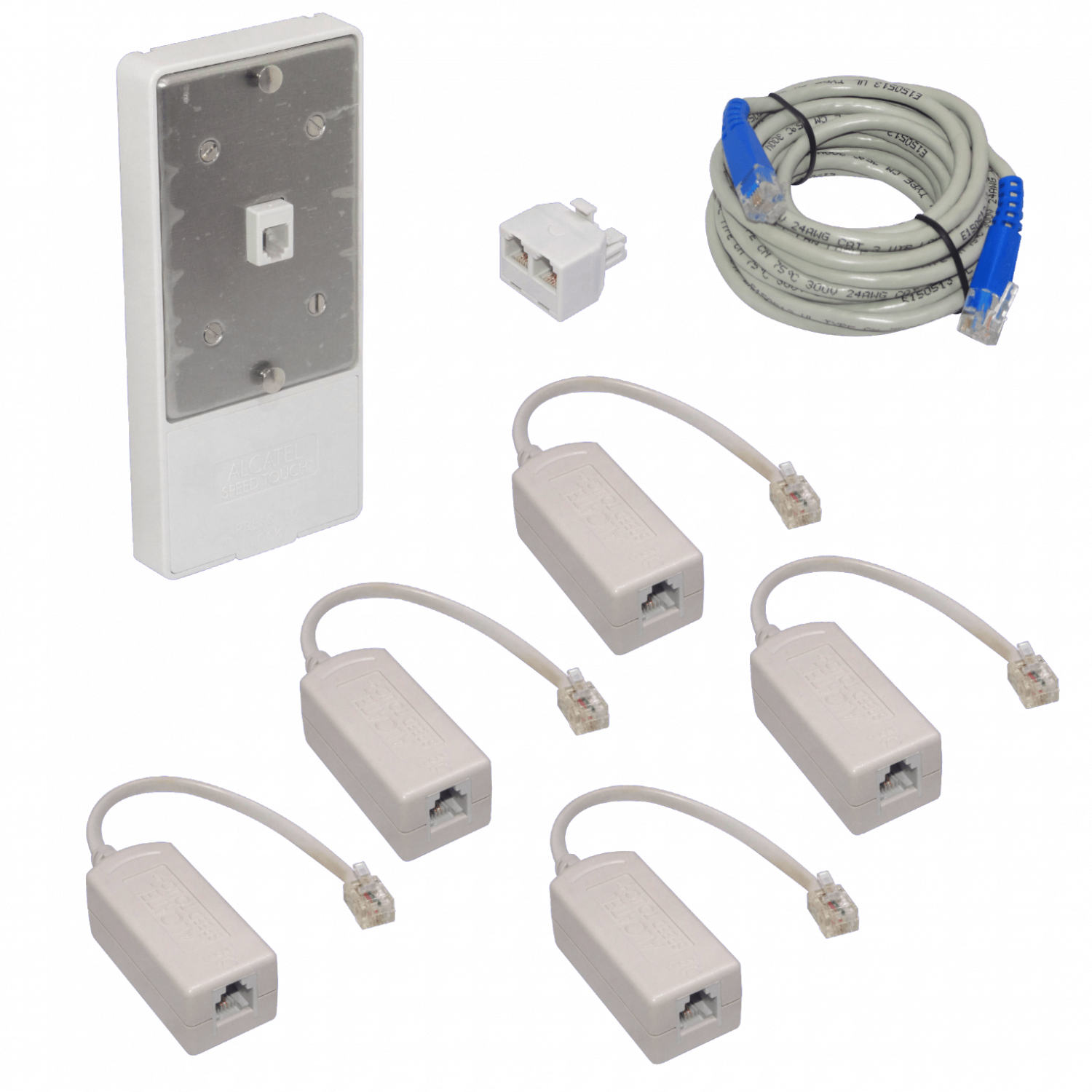 ALCATEL Kit 5-Filtros-RJ11-M/H DSL Placa-Mural Cable-CAT3-5mt-RJ11 5