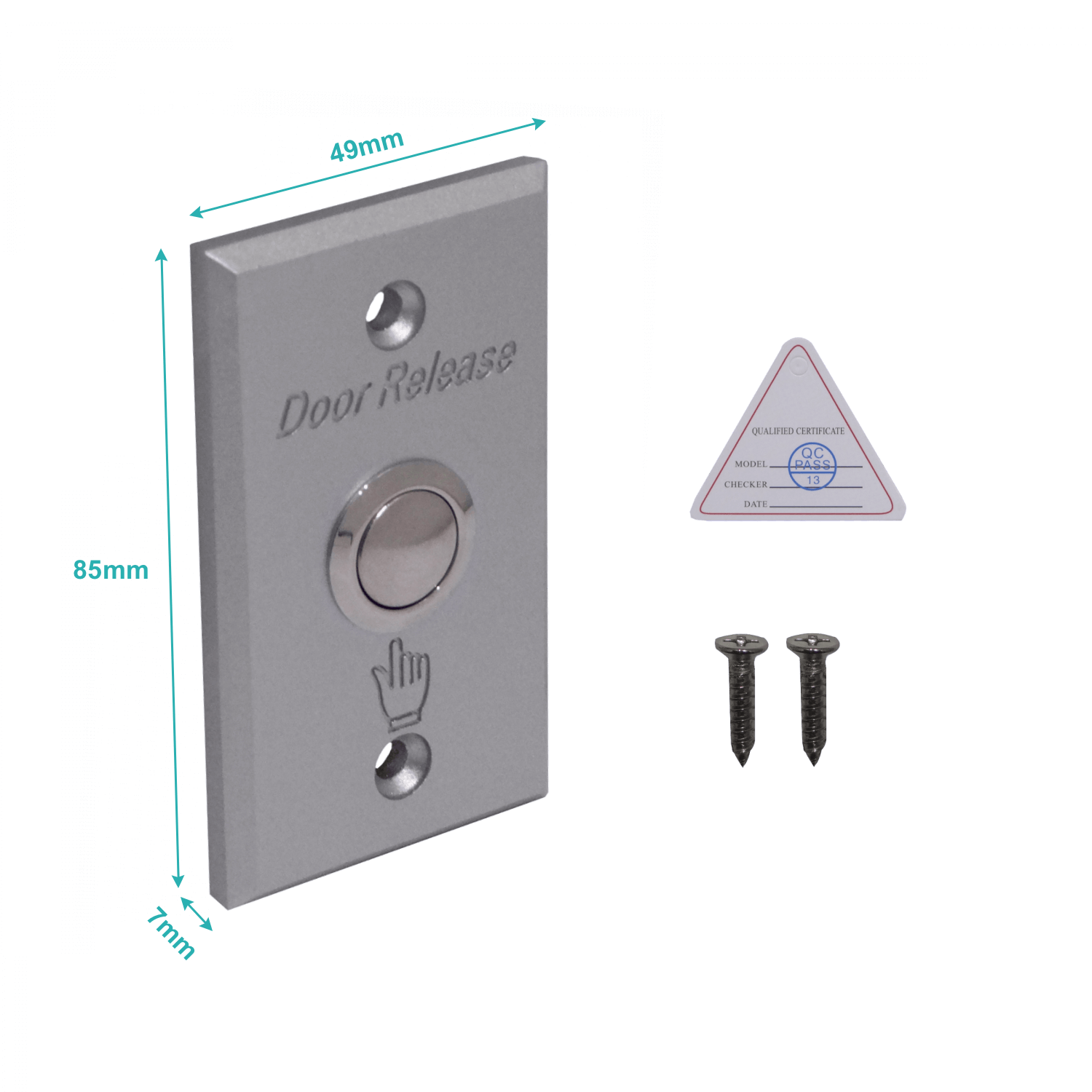 Pulsador de Salida ZKTeco EX-800A - Mecánico de Aluminio, Contacto NO/COM 3