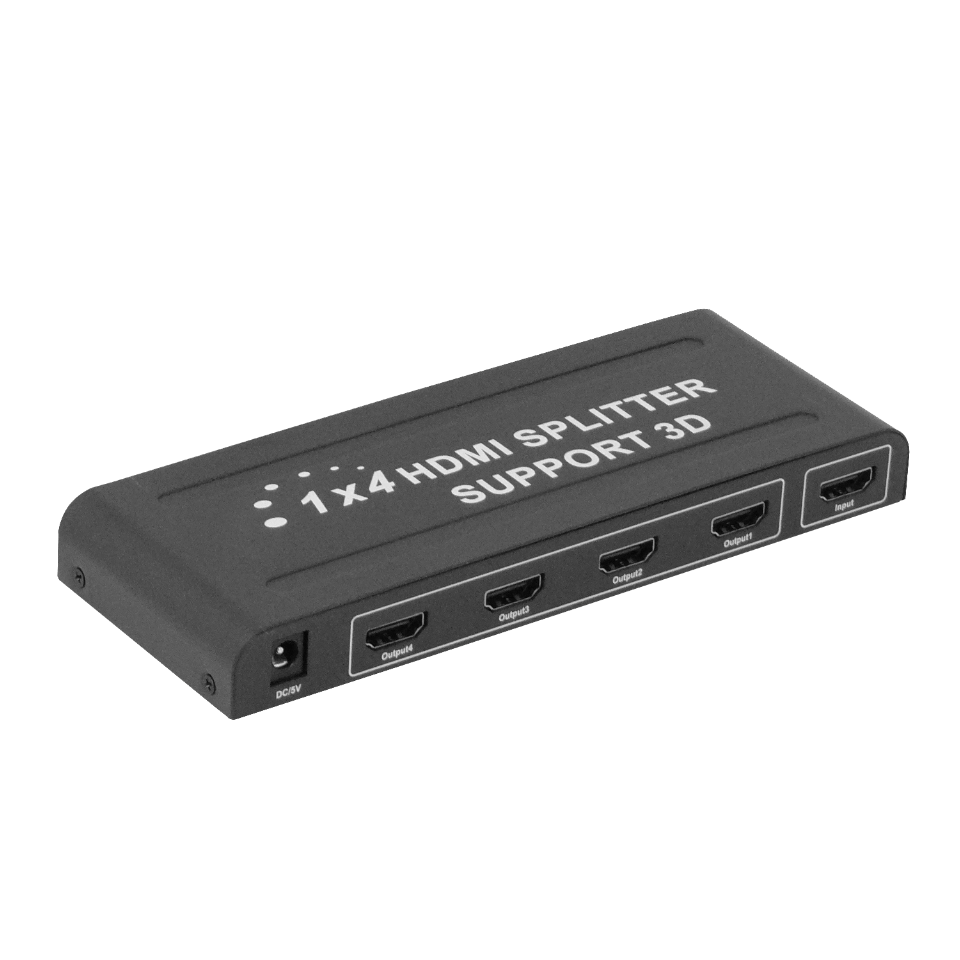 Splitter HDMI 1x4 v1.4, 1080p, 1 Entrada a 4 Salidas, Fuente 5V 2A 2
