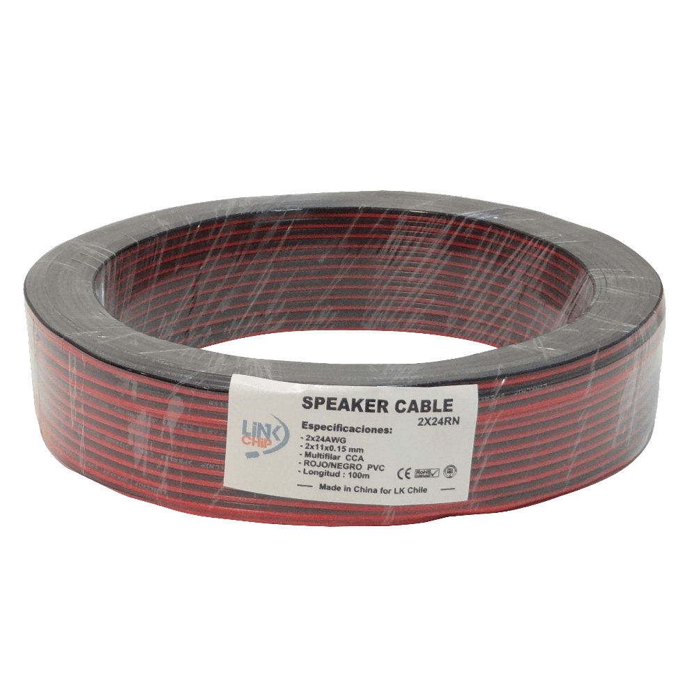 Cable Paralelo Rojo/Negro 2x24AWG CCA 2x0,2mm² Multifilar 100m 2