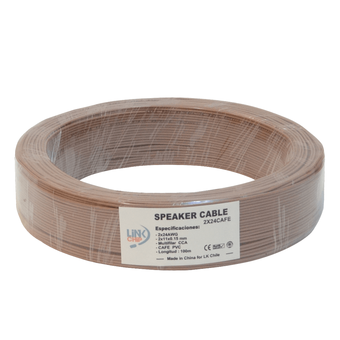 Cable Paralelo Café 2x24AWG CCA 2x0,2mm² Multifilar 100m 2