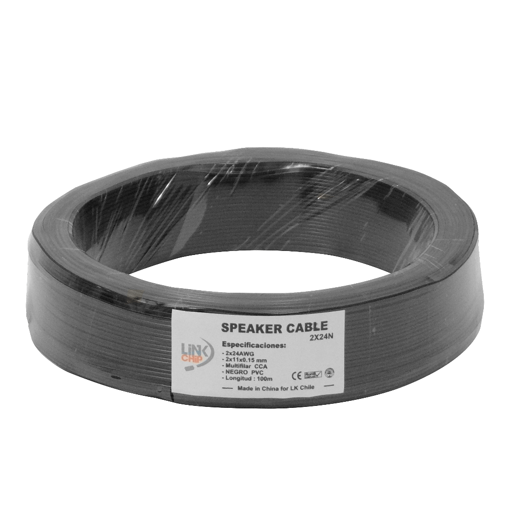 Cable Paralelo Negro 2x24AWG CCA 2x0,2mm² Multifilar 100m 1
