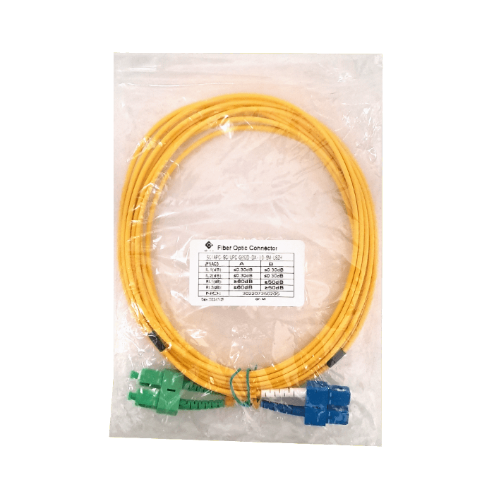 5mt SC/APC-SC/UPC MonoModo SM Duplex Jumper Cable Fibra 3mm 9/125um 2