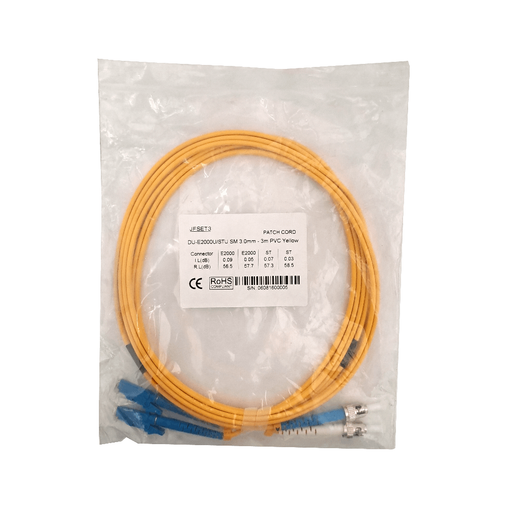 3mt E2000/UPC-ST/UPC MonoModo SM Duplex Jumper Cable Fibra 3.0mm 9/125 2