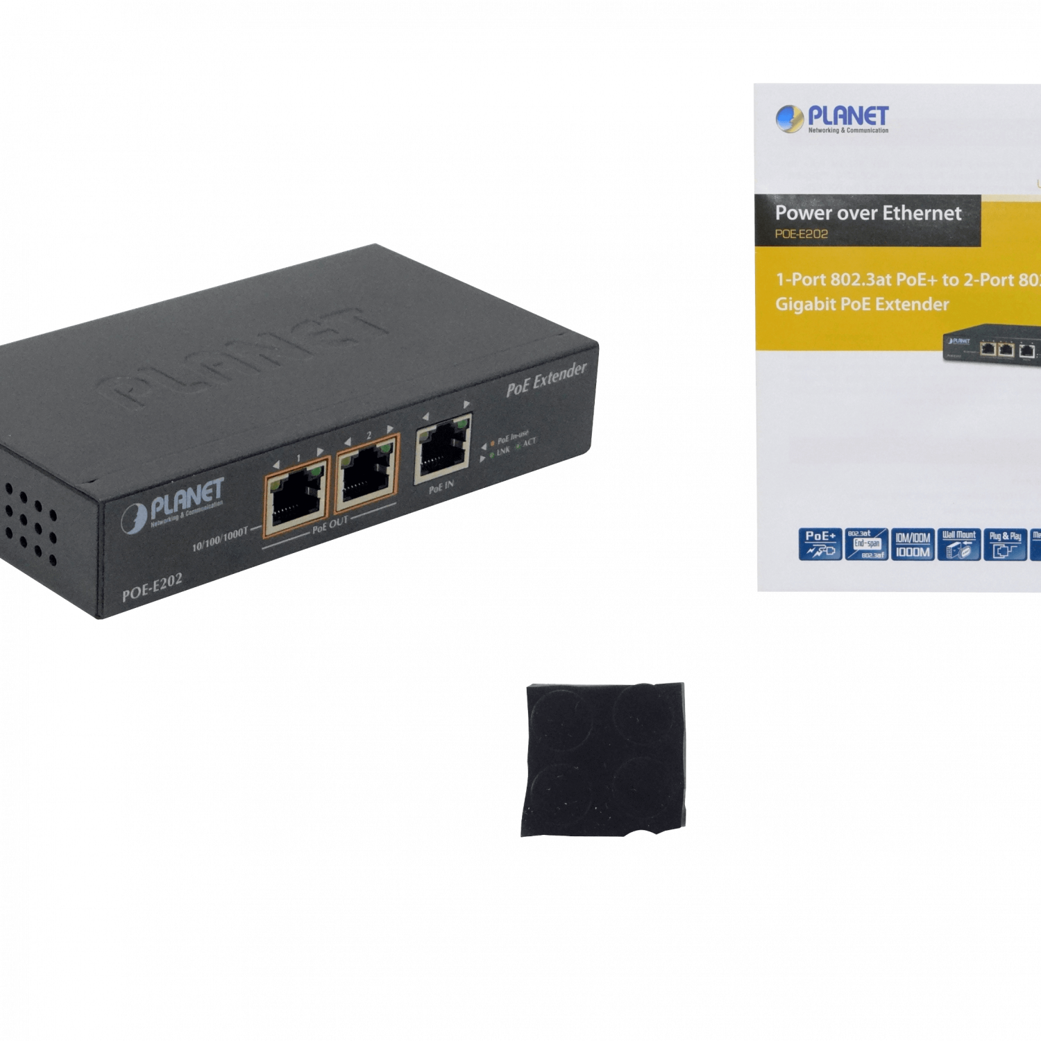 Extensor PoE+ PLANET POE-E202, Gigabit, 1 Entrada a 2 Salidas, 36W y Soporte 802.3at   3