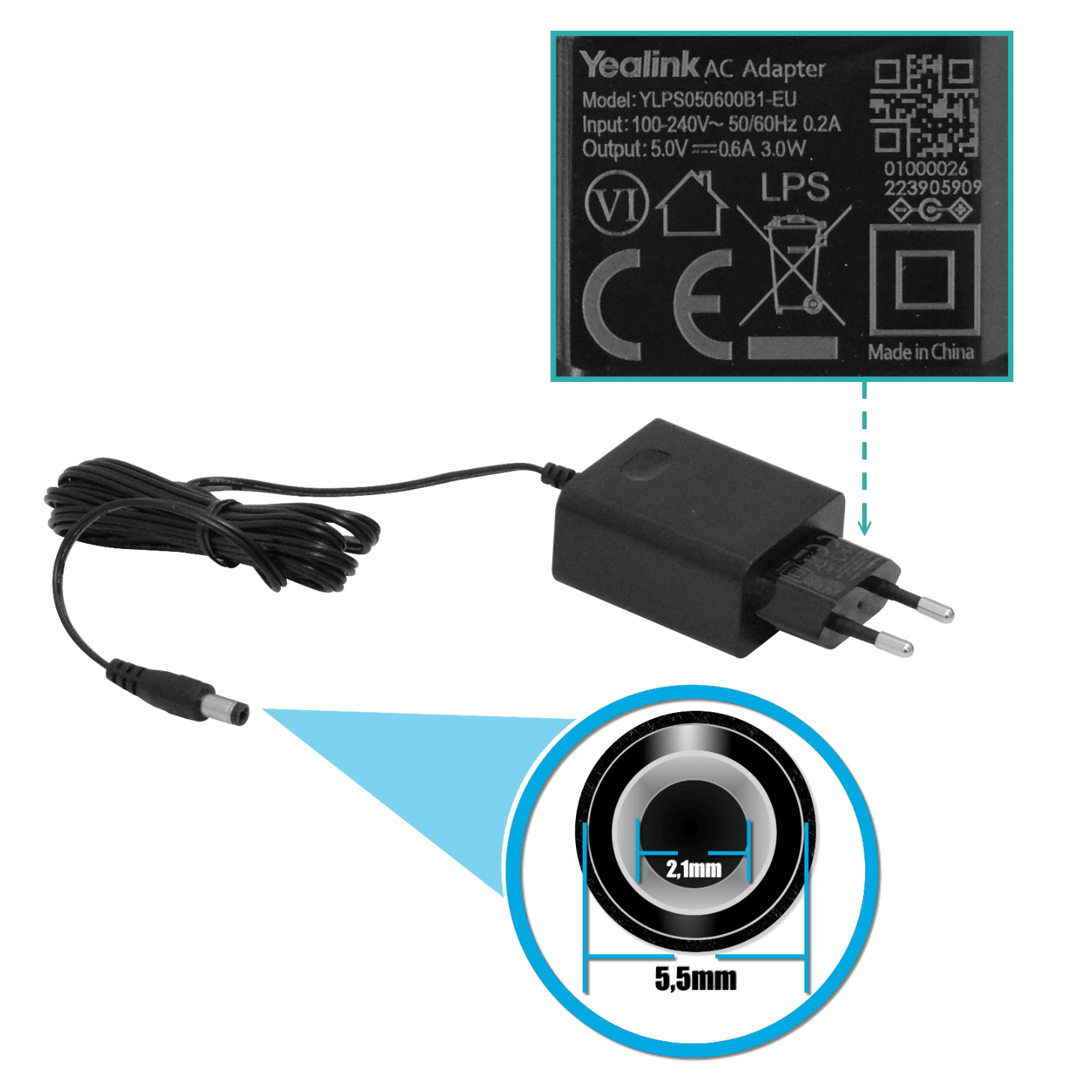 Teléfono IP Yealink SIP T30P 1 cuenta SIP 2 puertos LAN PoE RJ9 sin pantalla iluminada 7