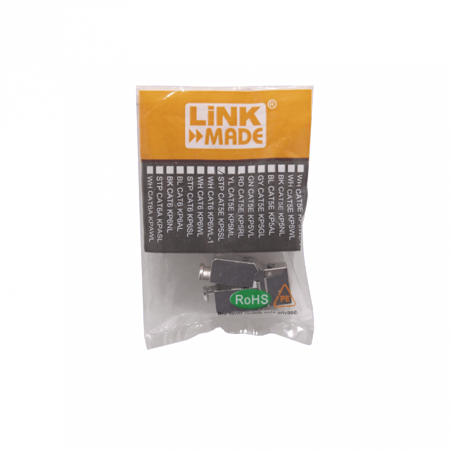 Keystone Blindado LINKMADE KP5SL Plata Cat5E STP FTP F UTP Punchable RJ45 2