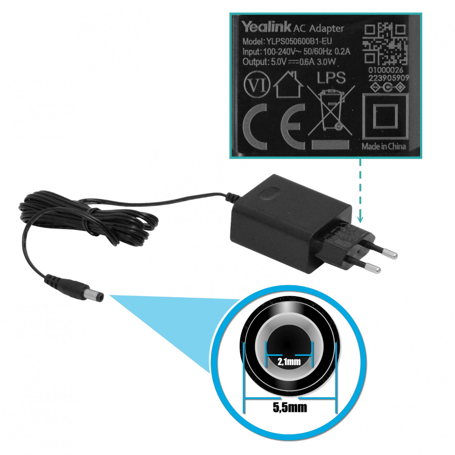 YEALINK 2-SIP 2-LAN inc5V-3W PoE-af RJ9-Audif Pant-ilumin Telefono IP 3