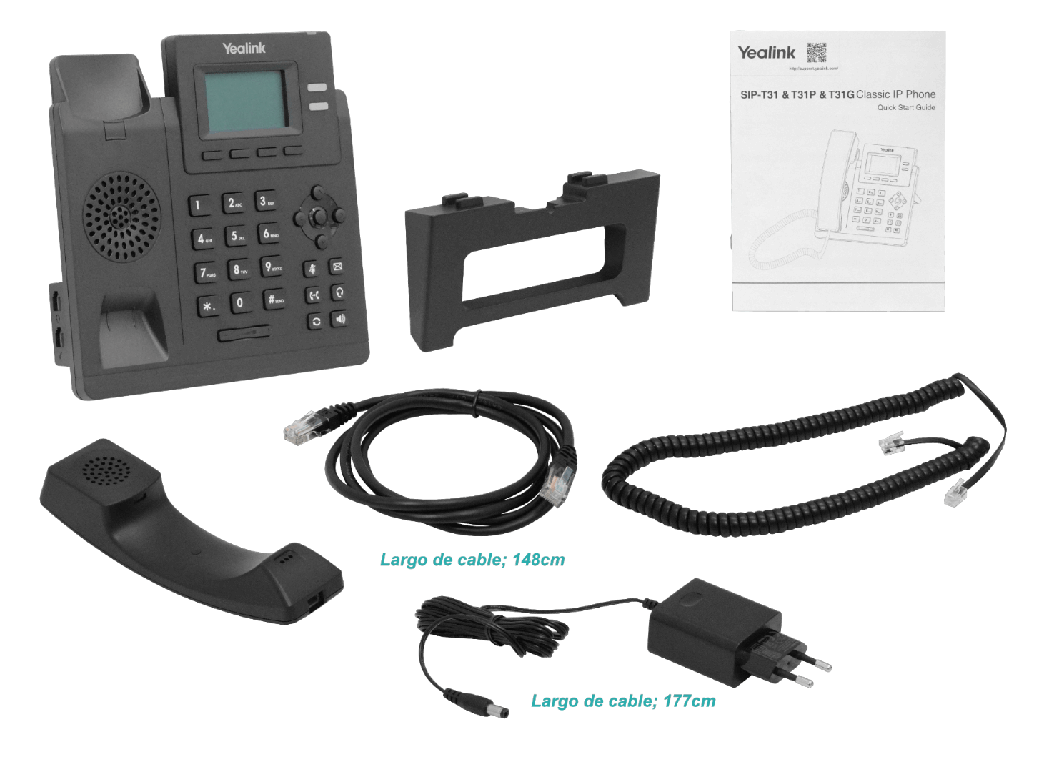 YEALINK 2-SIP 2-LAN inc5V-3W PoE-af RJ9-Audif Pant-ilumin Telefono IP 6