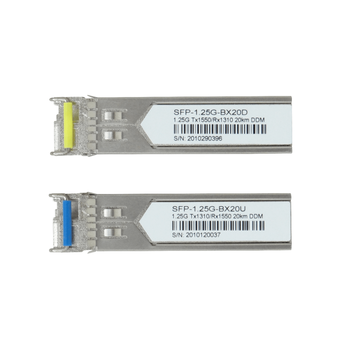 1-LC 20km Pareja SFP WDM Bidireccional 1550nm/1310nm 1,25Gbps BX20 U+D 4