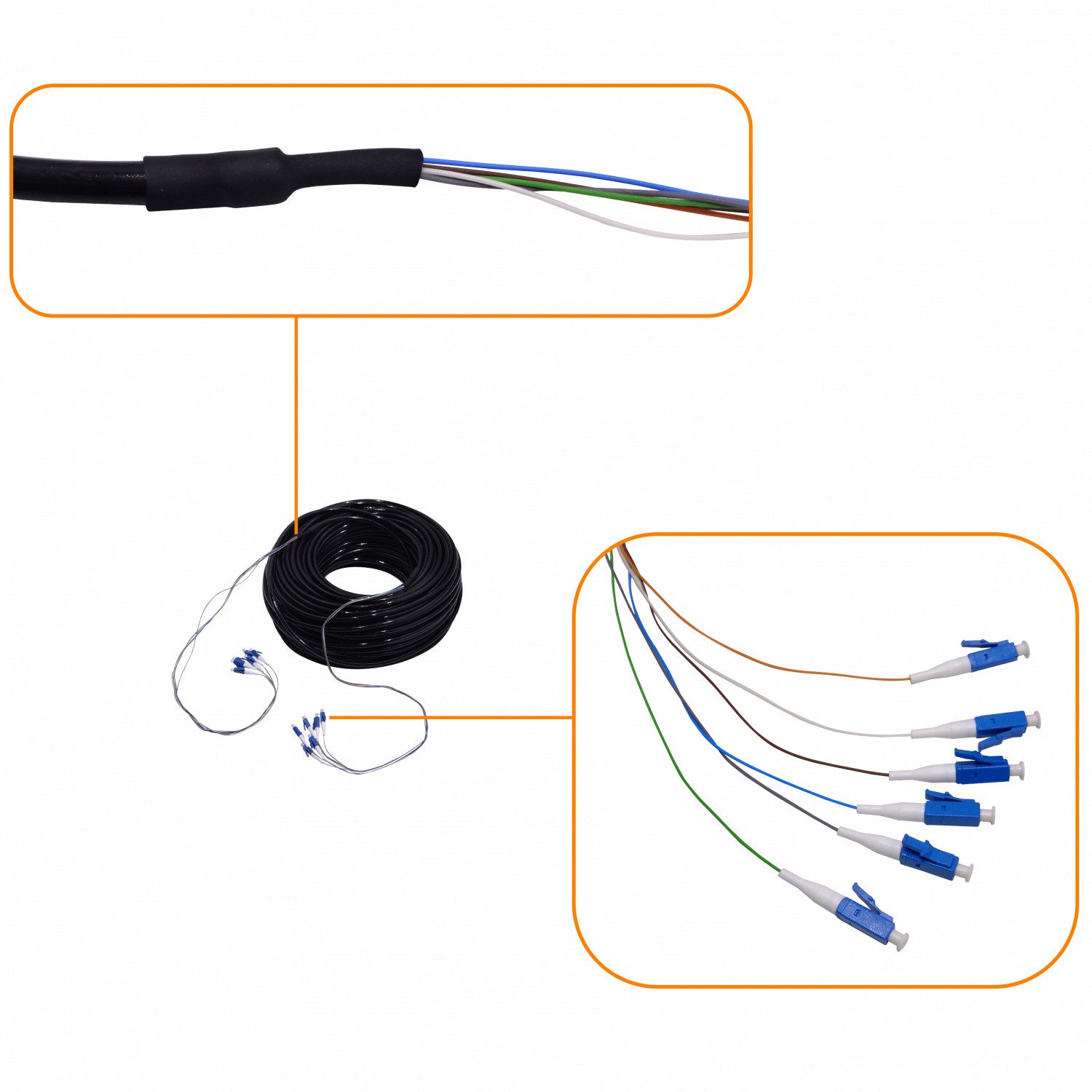 UBIQUITI 61m 200ft Jumper Cable Exterior 6-Fibras/LC-LC MonoModo 5,8mm 1