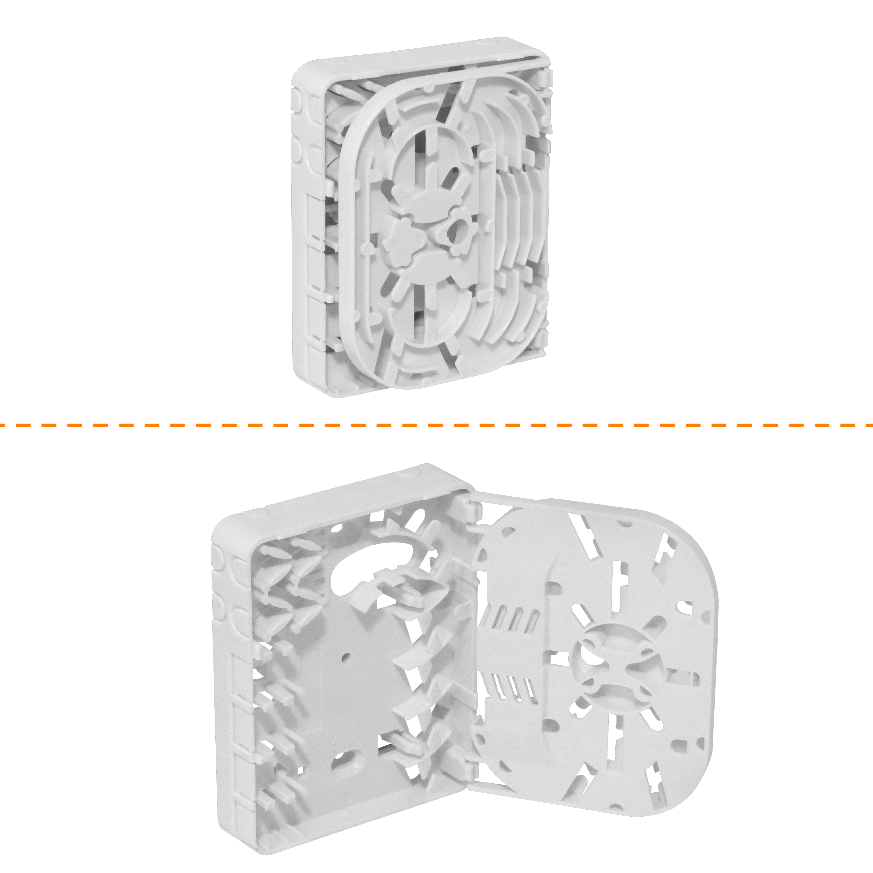 Caja de Terminación de Fibra Óptica para Riel DIN 4 Puertos IP20 Blanca - BOX-4D 1