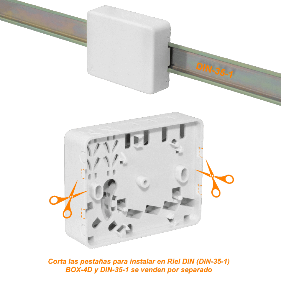 Caja de Terminación de Fibra Óptica para Riel DIN 4 Puertos IP20 Blanca - BOX-4D 4