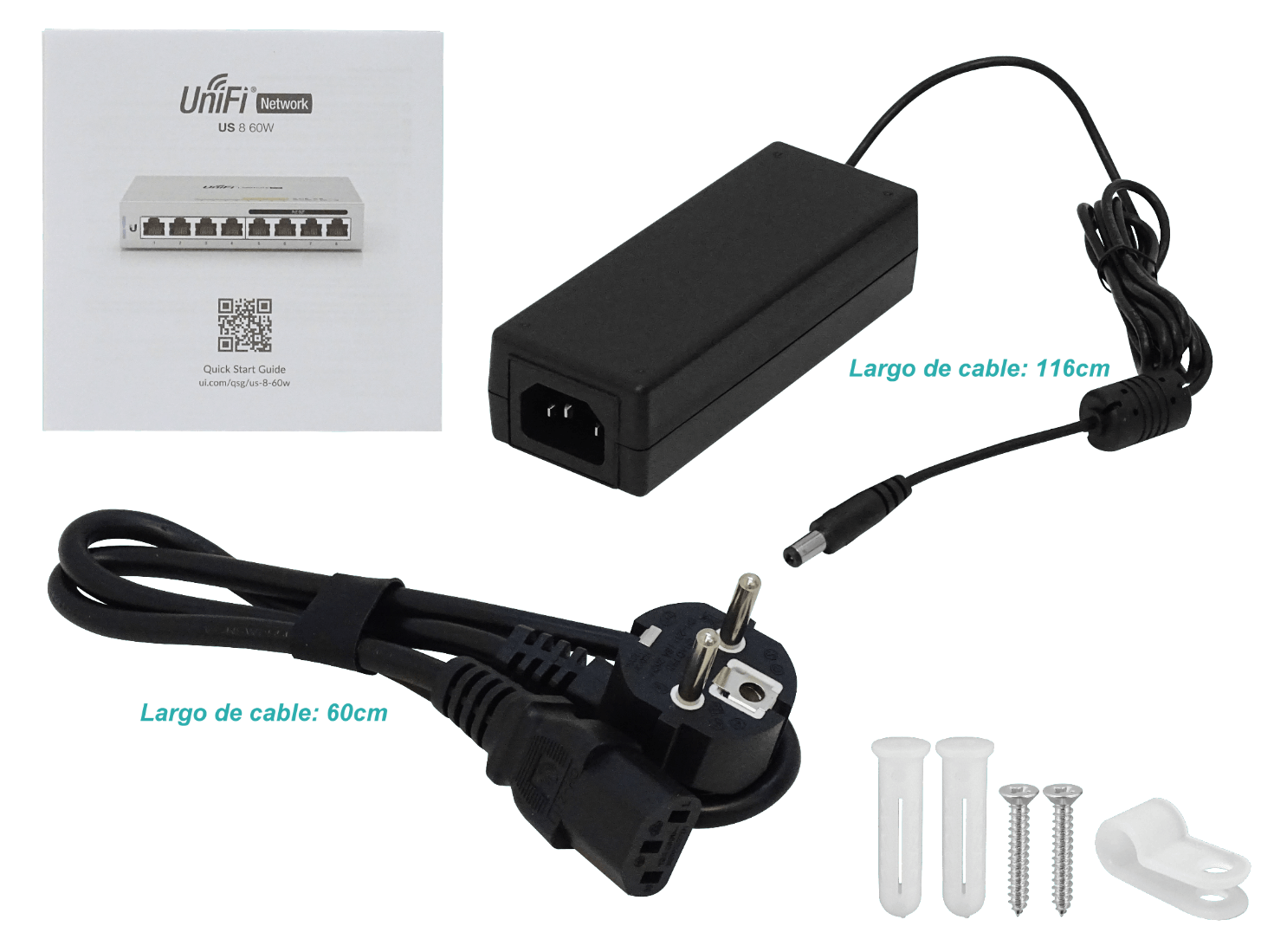 Switch Gestionado UniFi US-8-60W de Ubiquiti - 8 Puertos Gigabit, 4 Puertos PoE 802.3af, 60W 1
