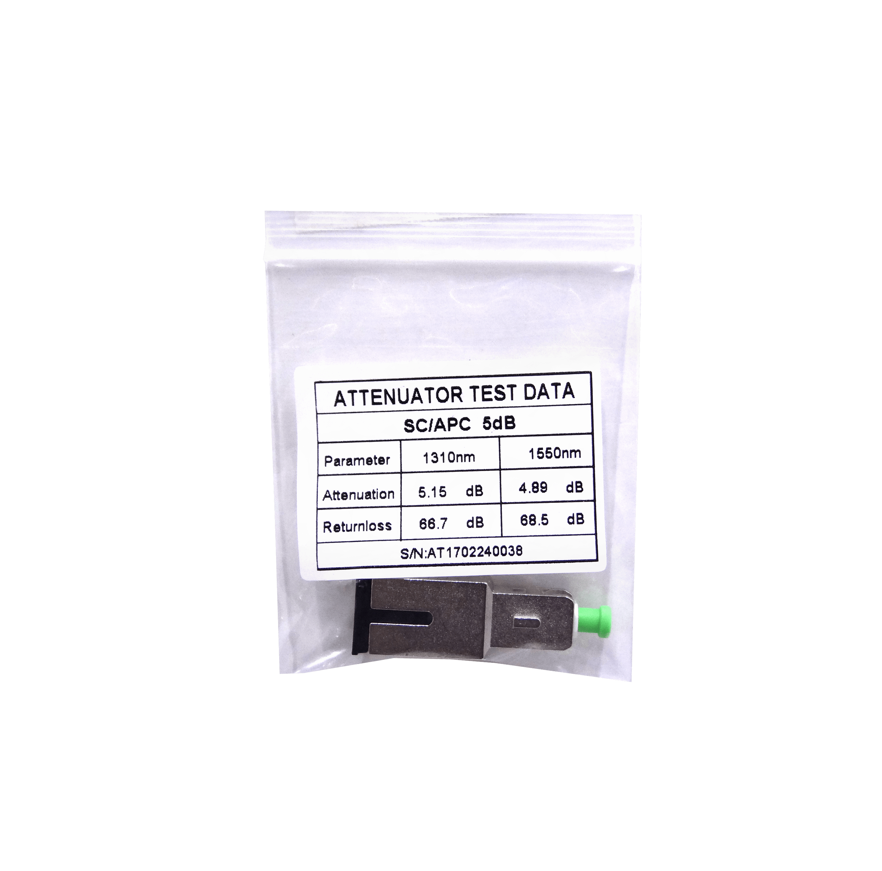 Atenuador de Fibra Óptica Monomodo SC/APC 5dB ATSA-5 - LK 2