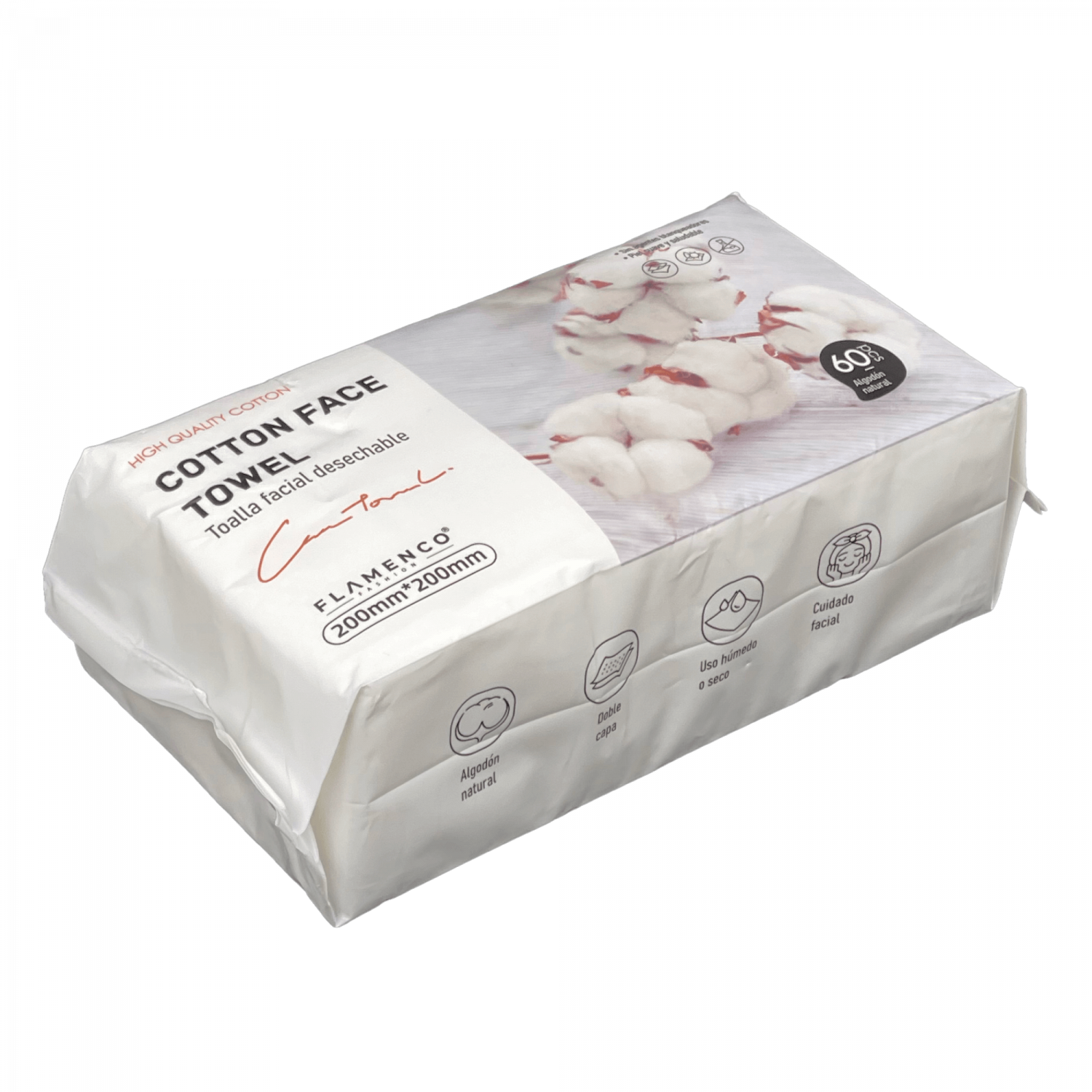 Toalla Desechable Algodon 20x20cm 60un Flamenco Color Blanco Liso 3