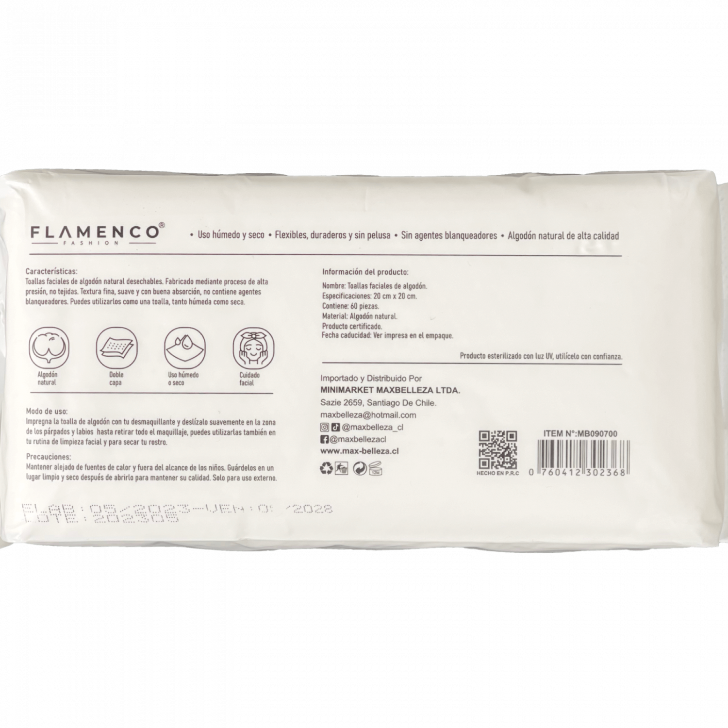 Toalla Desechable Algodon 20x20cm 60un Flamenco Color Blanco Liso 4
