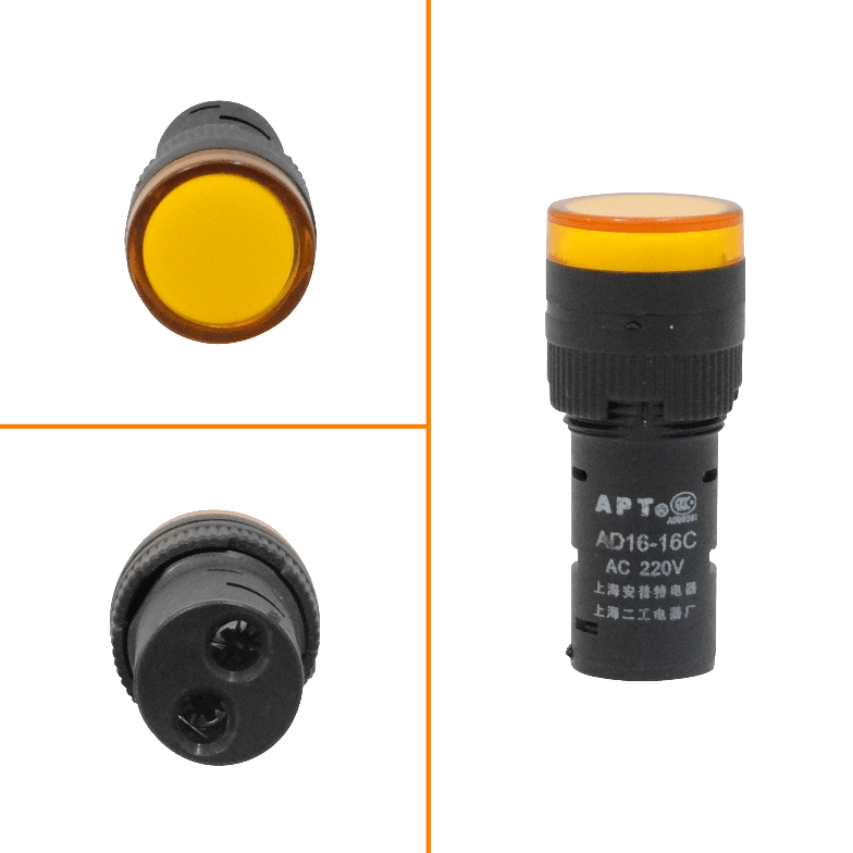 Naranjo LuzPiloto LED 220VAC 14mm-diametro 19mm-cabeza 45mm-altura 3