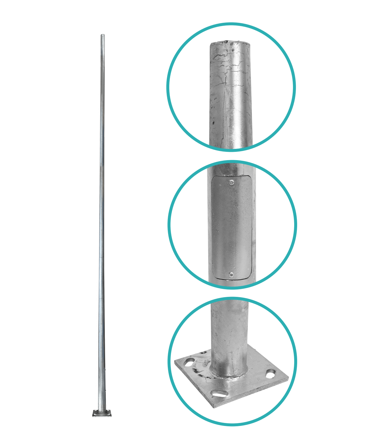 Poste Conico 6mt 3mm Base-260x260x12mm no-inc-Canastillo Cono-140/60mm 4