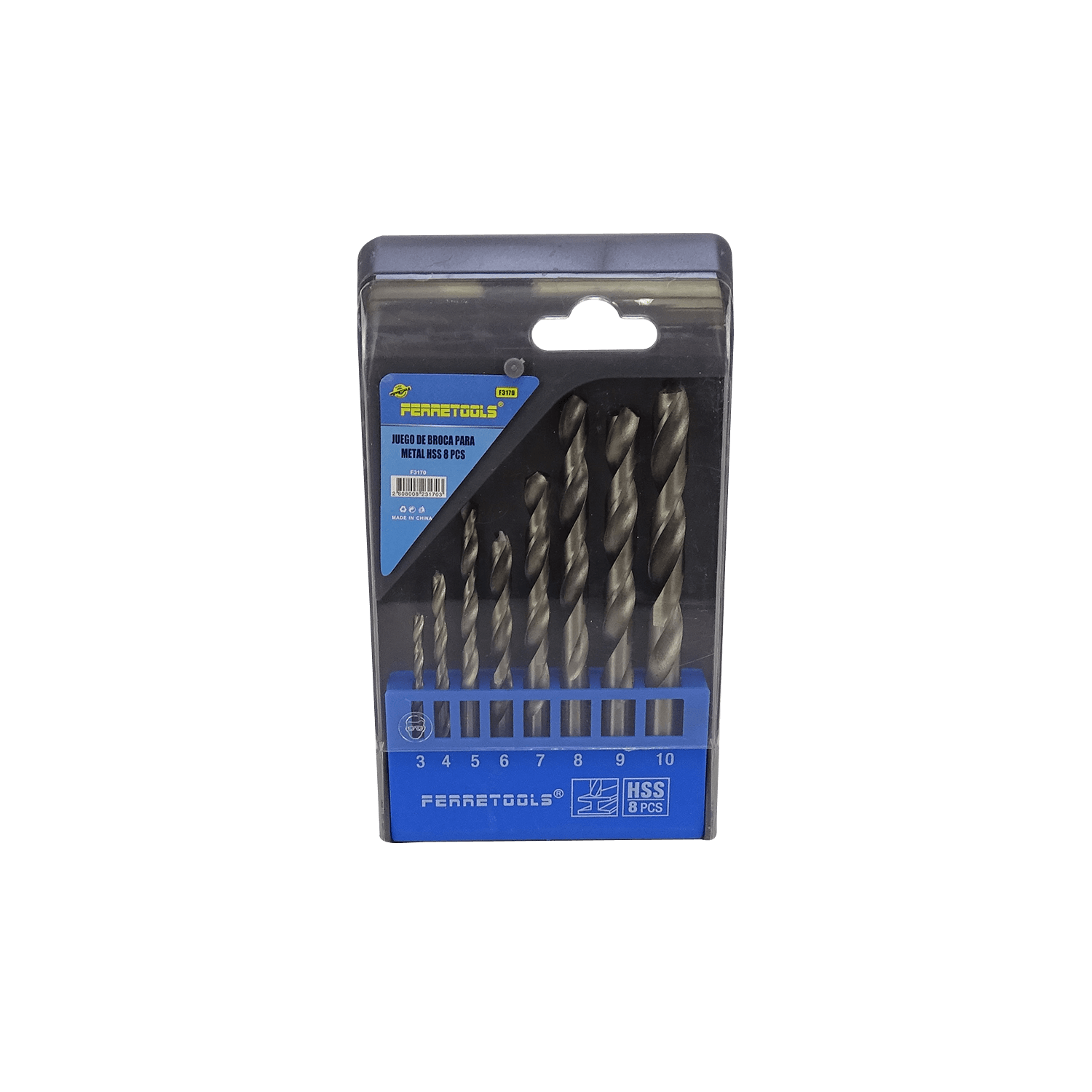 Brocas Metal 3,4,5,6,7,8,9,10mm Juego-8un F3170 FERRETOOLS  1