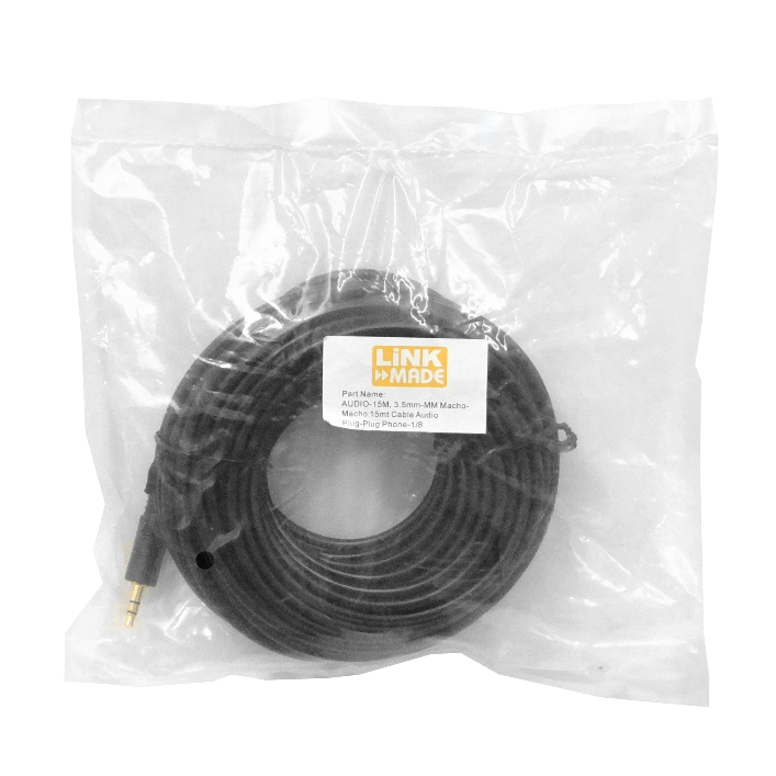 Cable de Audio 3.5mm Macho a Macho, 15m, Estéreo, Negro 1