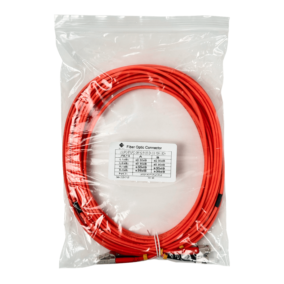 10mt LC-ST OM1 Multimodo MM Duplex Jumper Fibra 62.5/125um LSZH 2