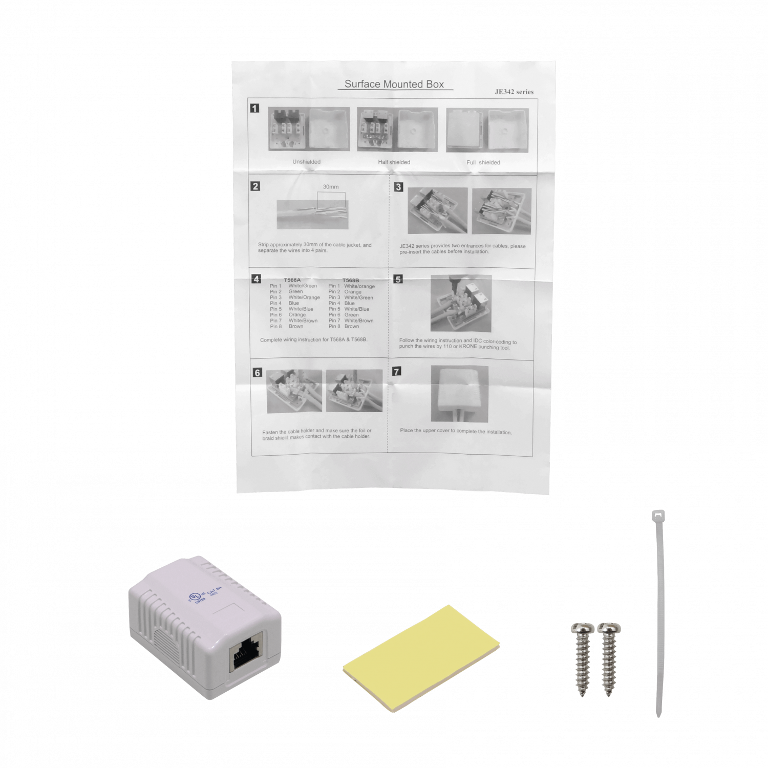 LINKMADE Roseta 1-RJ45 Cat6a Blindada Blanca C6A Punchable 3