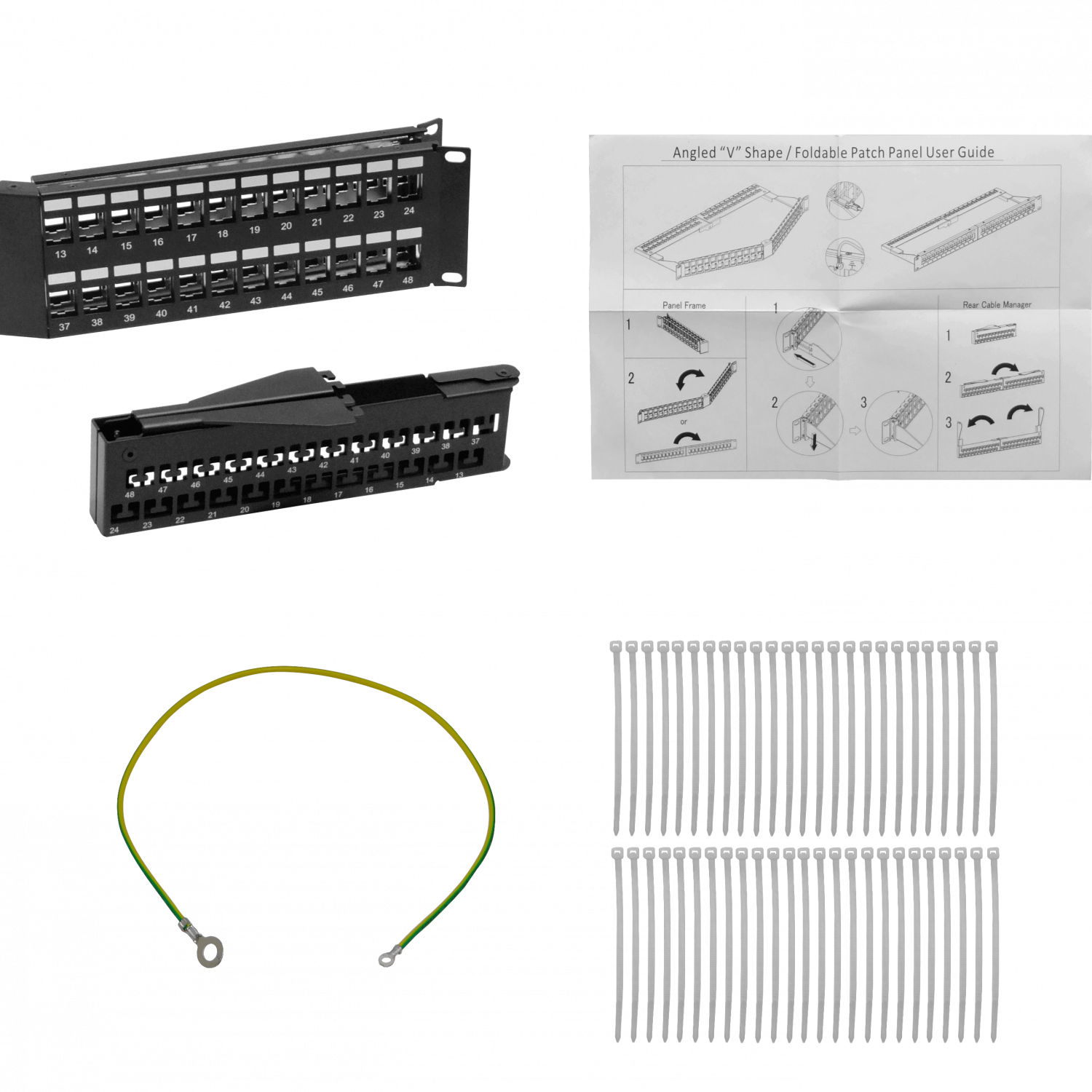Patch Panel LINKMADE PP148L 2U 48 Keystone Angular Metalico Vacio 3