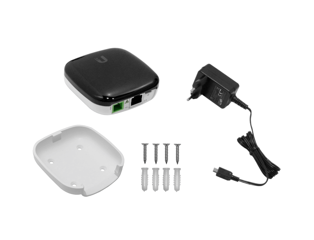 GPON ONU con Fuente PoE24V, SC/APC, 1x Gigabit Ethernet, Sin Pantalla, Monomodo, Ubiquiti UF-LOCO 1