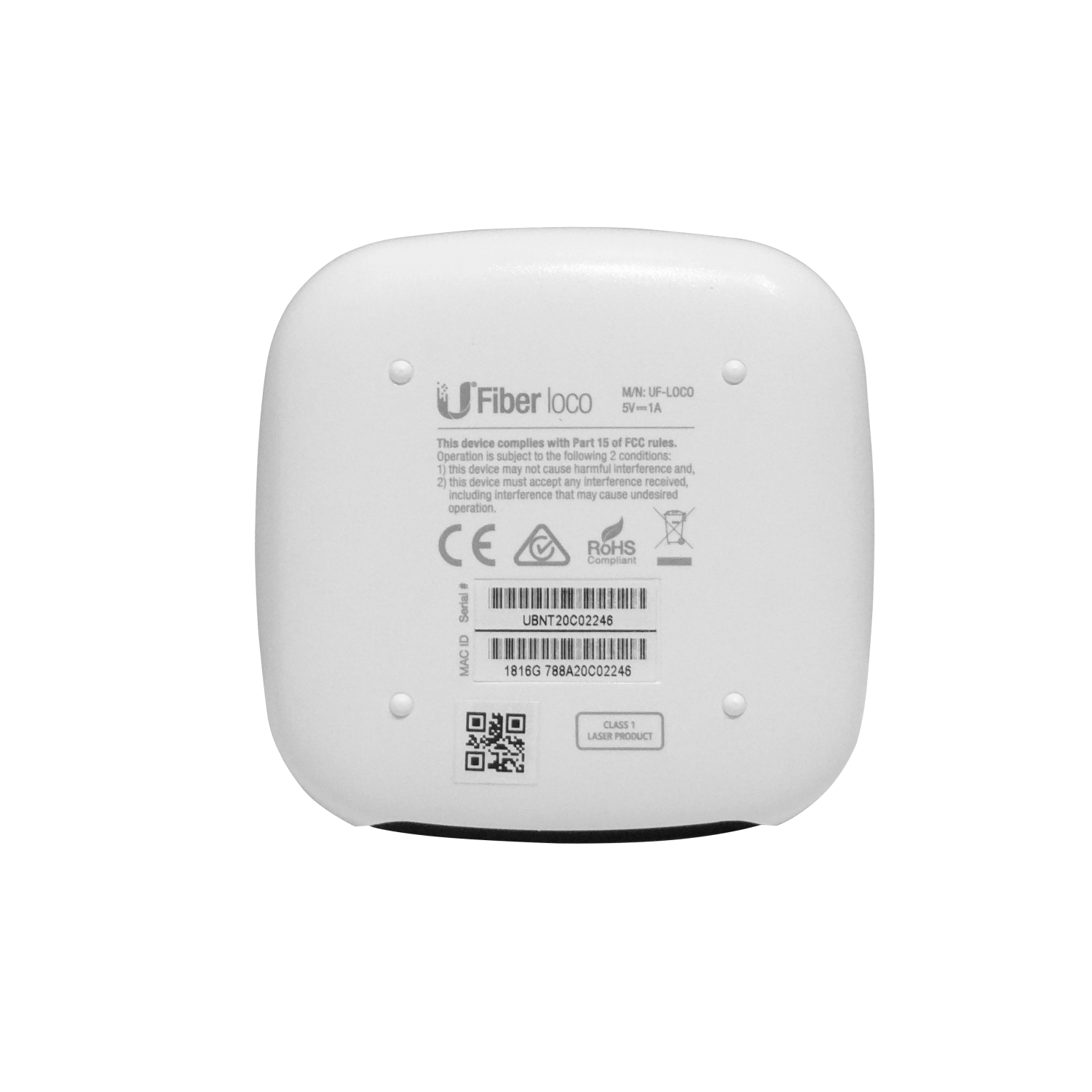 GPON ONU con Fuente PoE24V, SC/APC, 1x Gigabit Ethernet, Sin Pantalla, Monomodo, Ubiquiti UF-LOCO 3