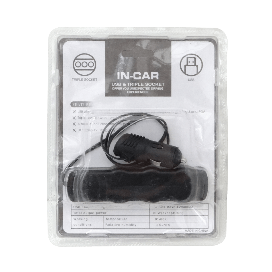 3-Vehicular-Hembra 1-USB-Hembra-AH 5VDC 0,5A 12V/24V-Macho-Encendedor 1