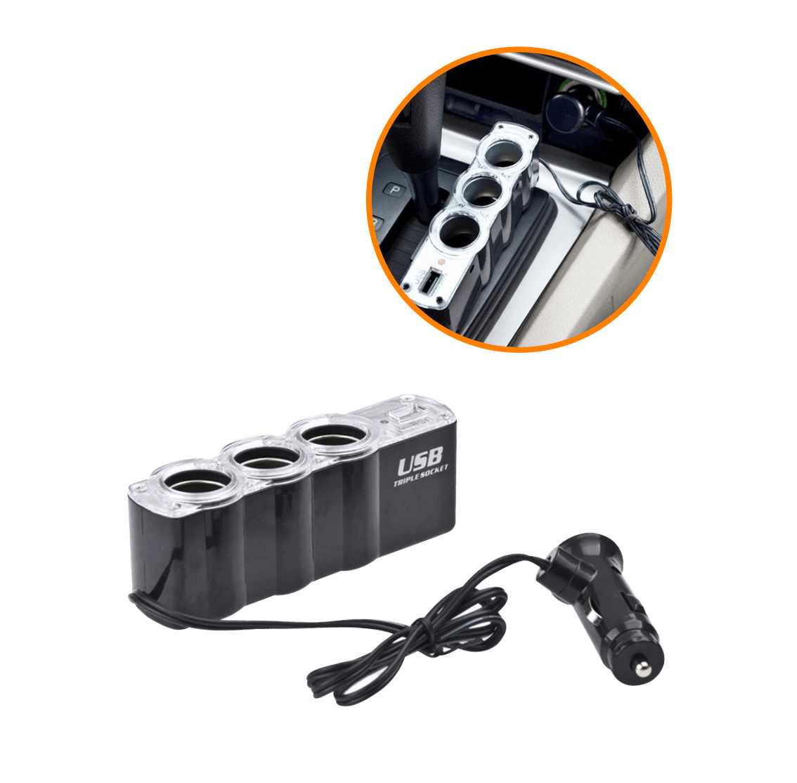 3-Vehicular-Hembra 1-USB-Hembra-AH 5VDC 0,5A 12V/24V-Macho-Encendedor 4