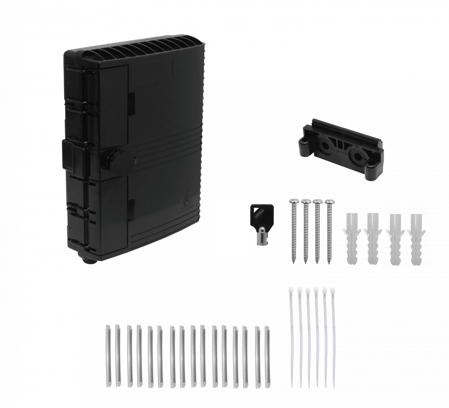 Caja NAP de Fibra Óptica 16 Puertos Negra IP65 con Llave - BOX-16N 2