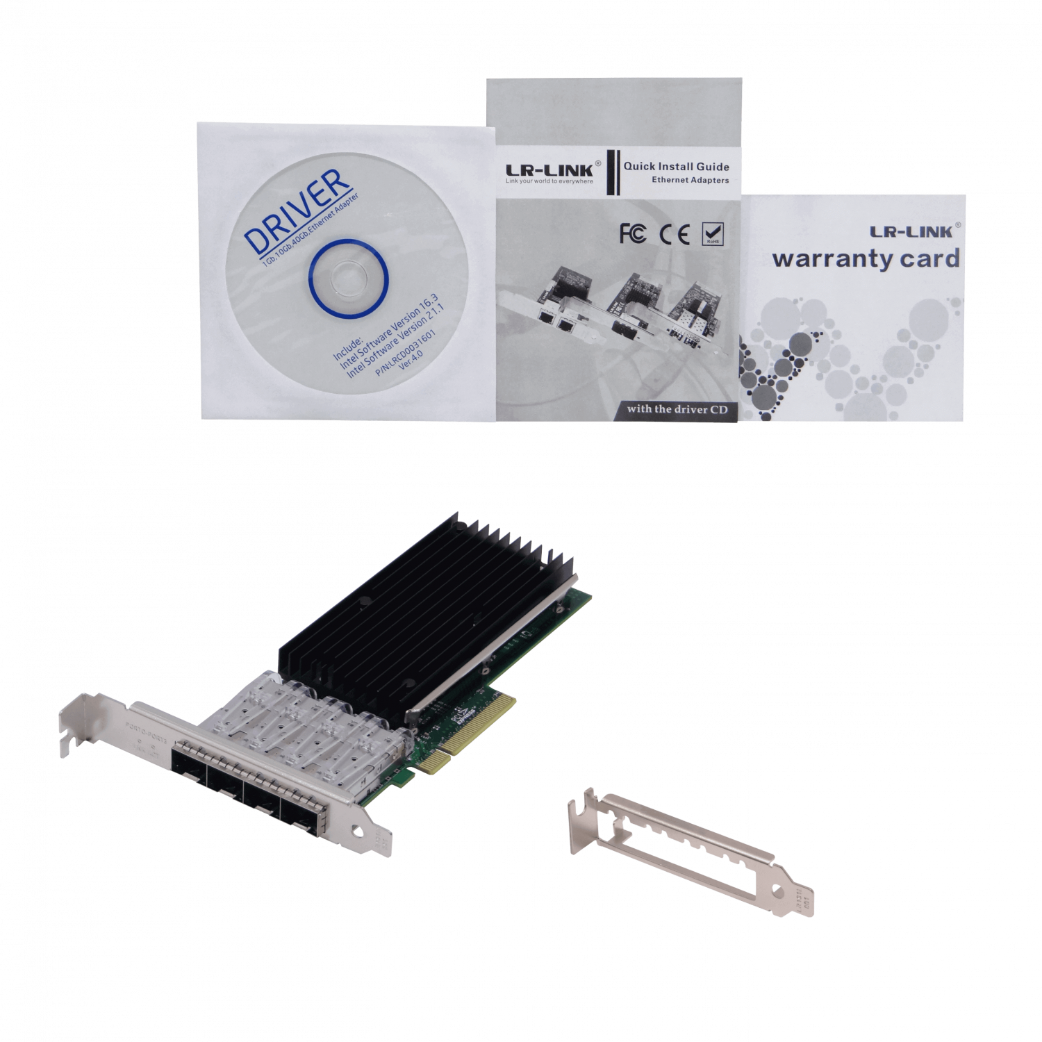 Tarjeta de Red PCIe x8 LR-LINK LREC9804BF-4SFP+ - Cuatro Puertos 10G SFP+, Intel XL710 4