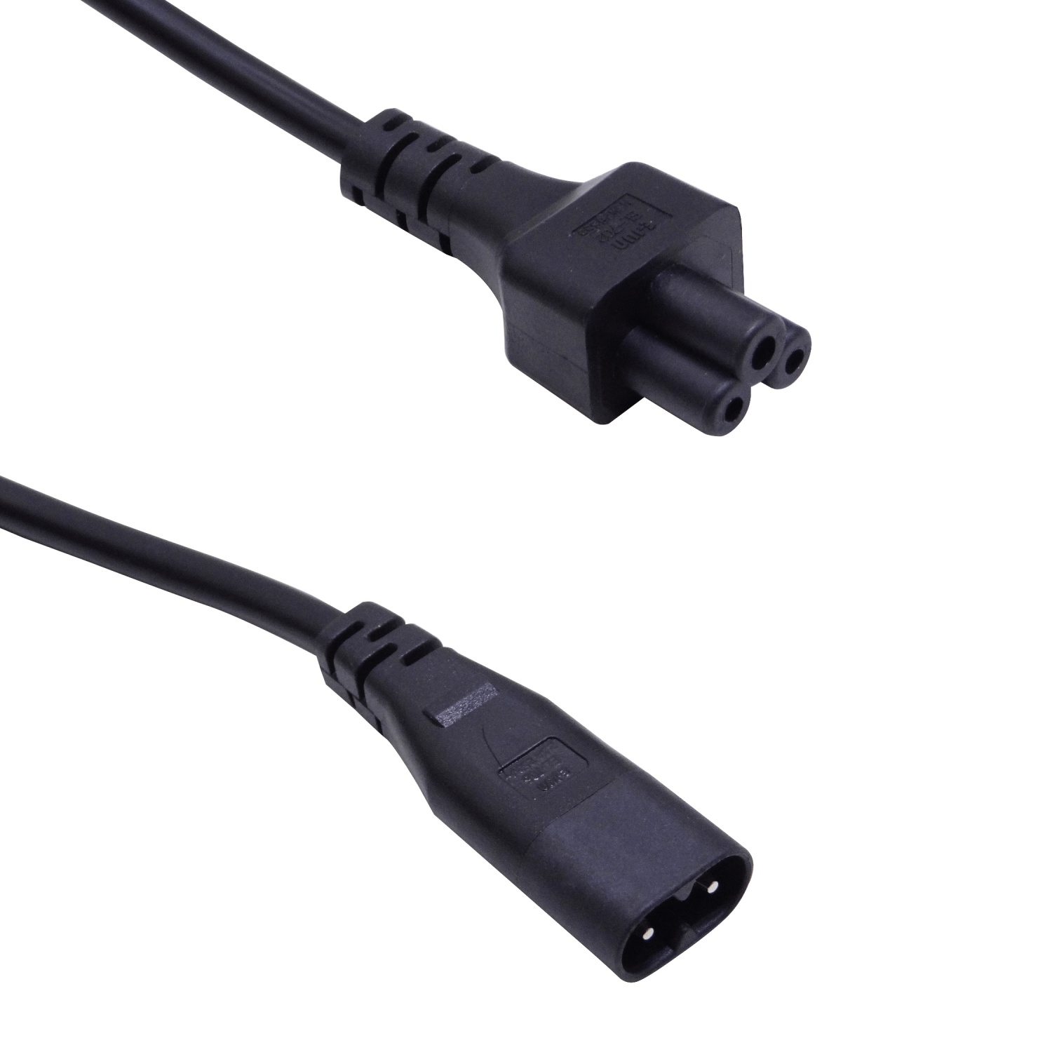 Fig8-C8-Macho Trebol-C5-Hembra Cable Poder 30cm Negro 10A 3x0,75mm 2